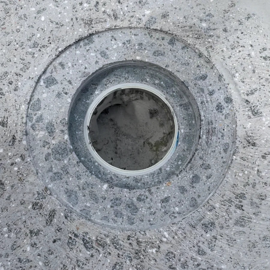Finished 230mm puddle flange recess cut into concrete