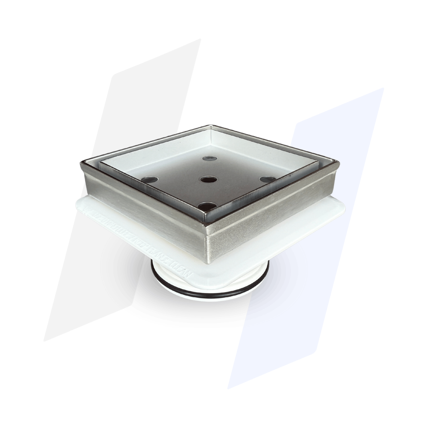 316 S/S Square Tile Insert with Megaflex Floor Waste – 80mm Outlet