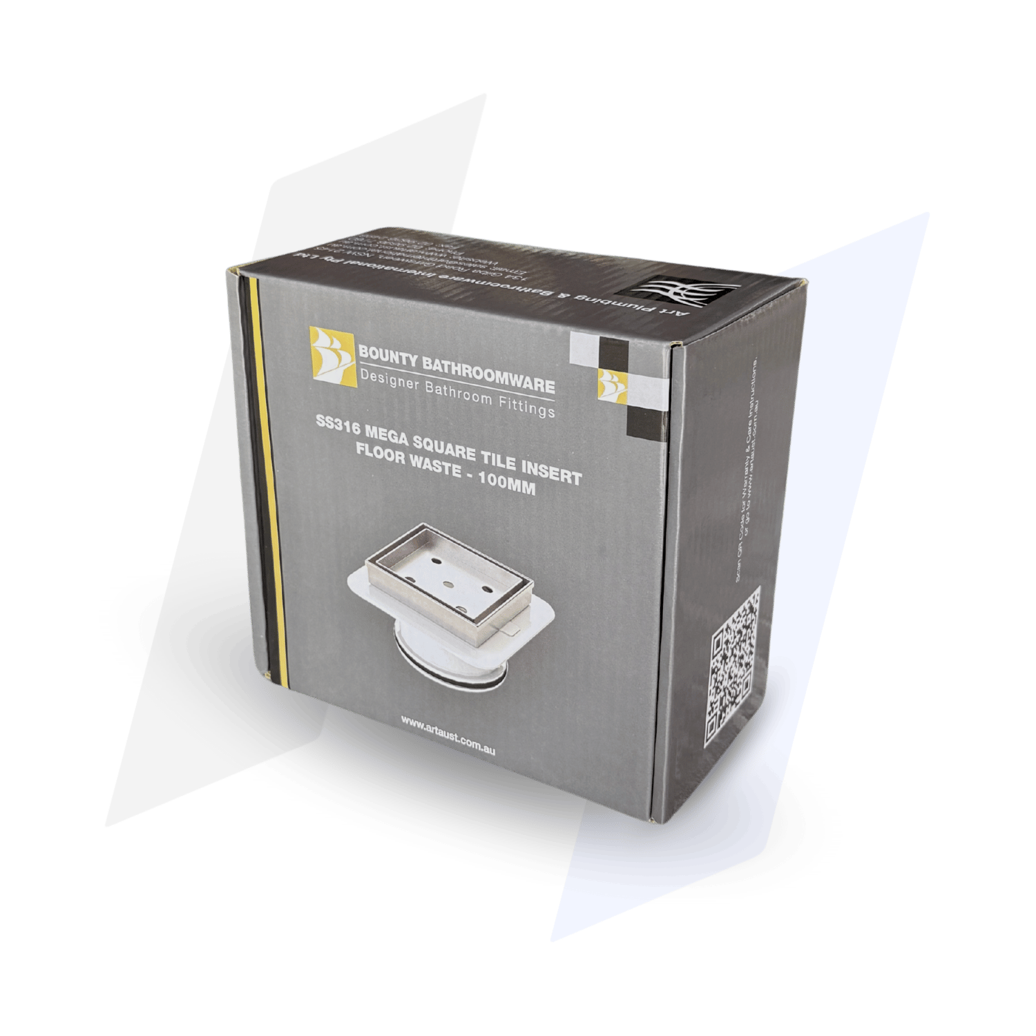 316 S/S Square Tile Insert with Megaflex Floor Waste – 100mm Outlet