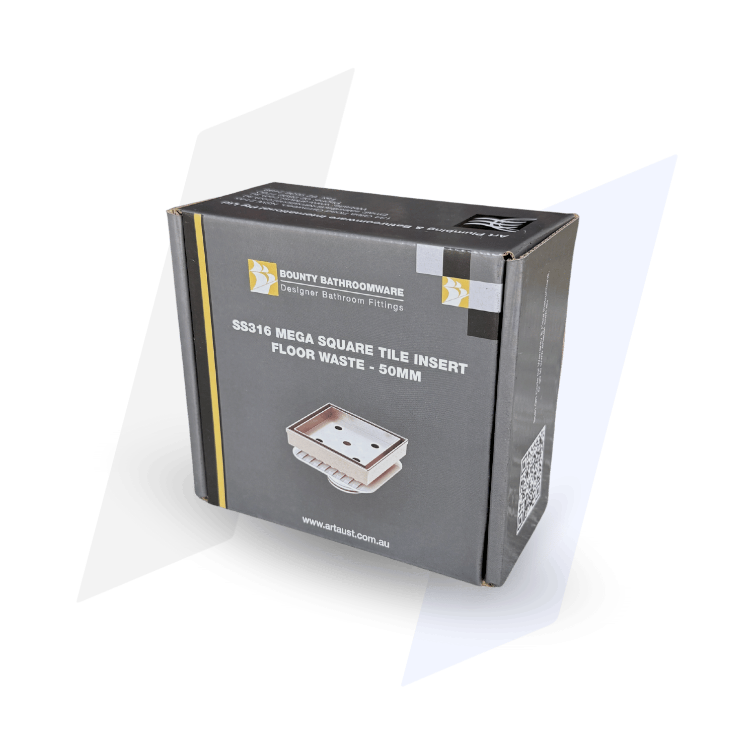 316 S/S Square Tile Insert with Megaflex Floor Waste – 50mm Outlet