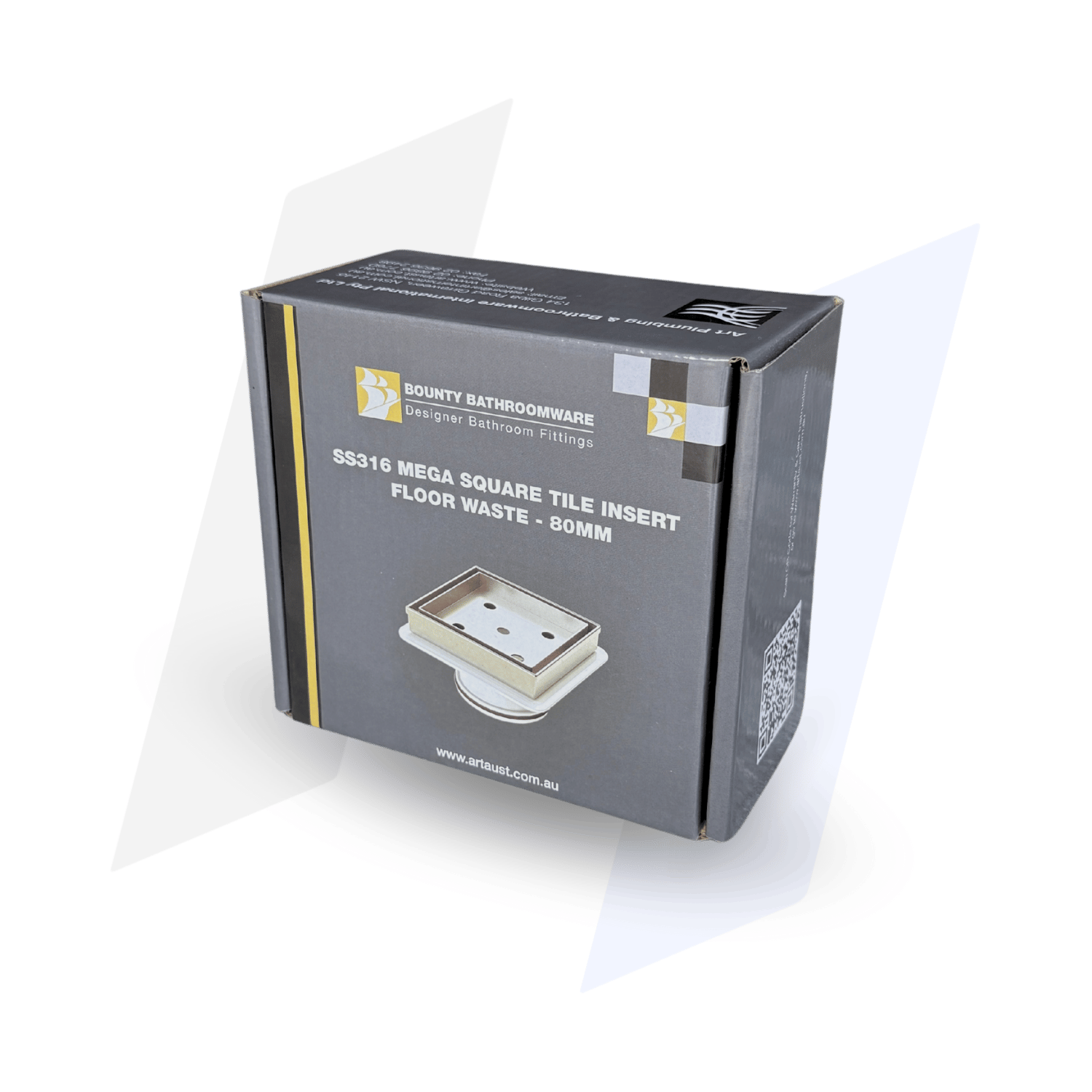 316 S/S Square Tile Insert with Megaflex Floor Waste – 80mm Outlet