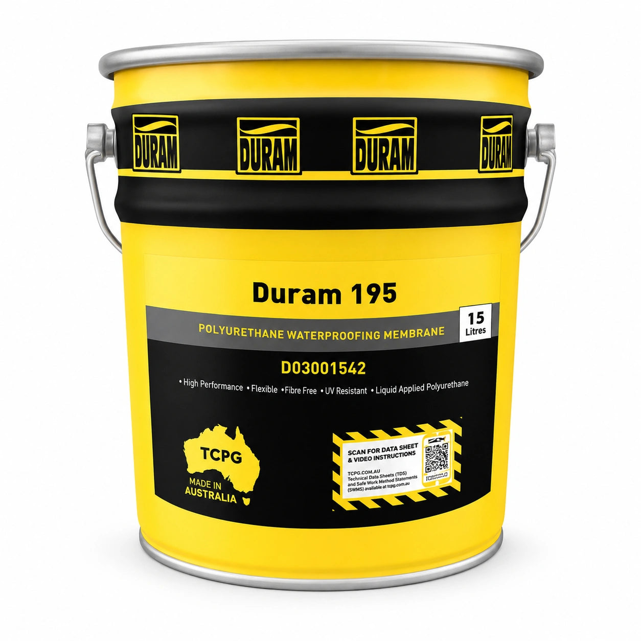 Duram 195 polyurethane waterproofing membrane 15 litre pail