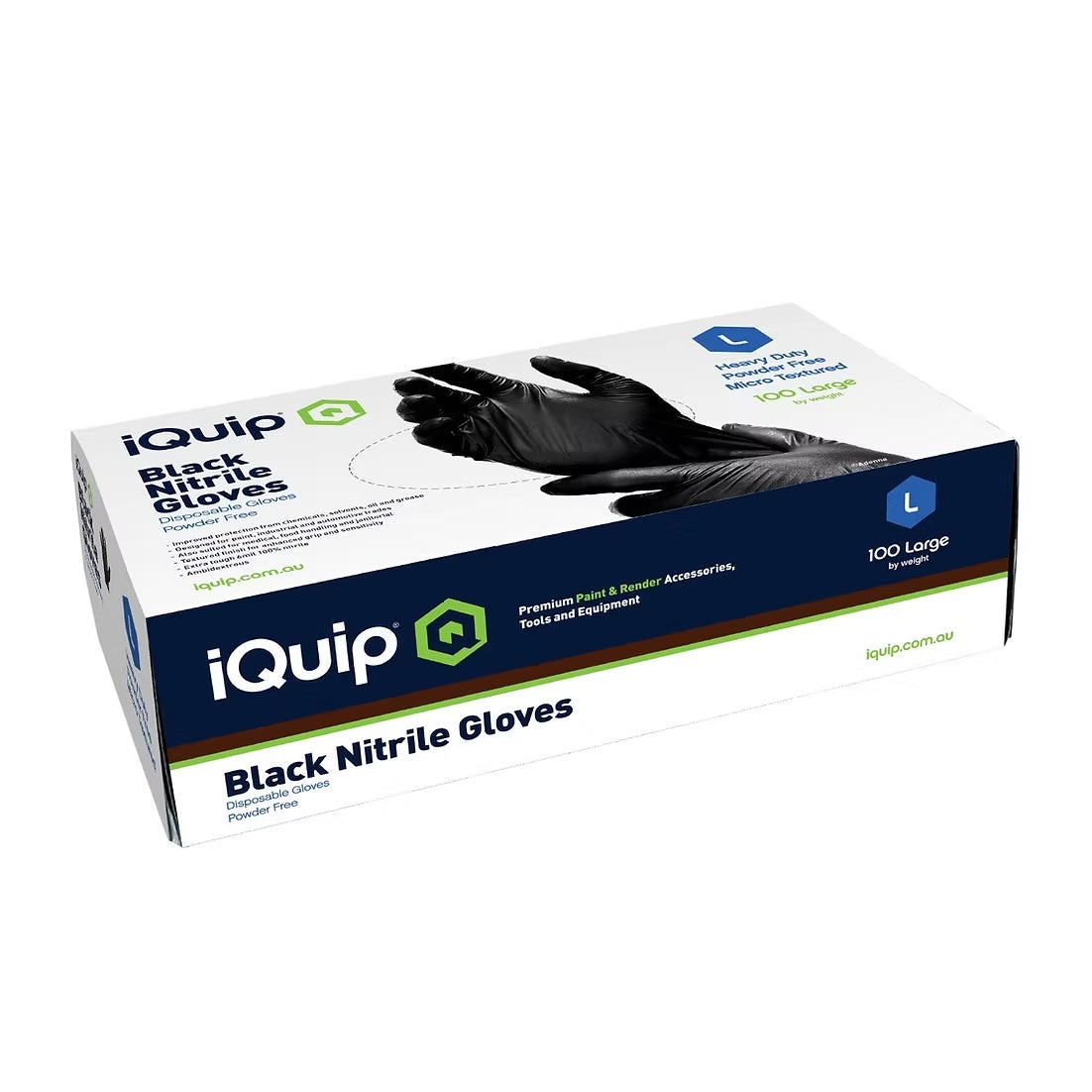 iQuip textured black nitrile disposable gloves 100 pack