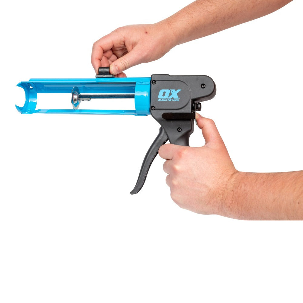 OX Pro Rodless Caulk Gun 290ml cartridge loading | H2O Supplies