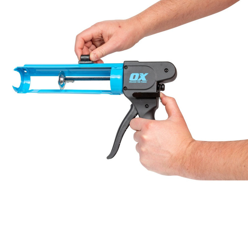 OX Pro Rodless Caulk Gun 290ml cartridge loading | H2O Supplies