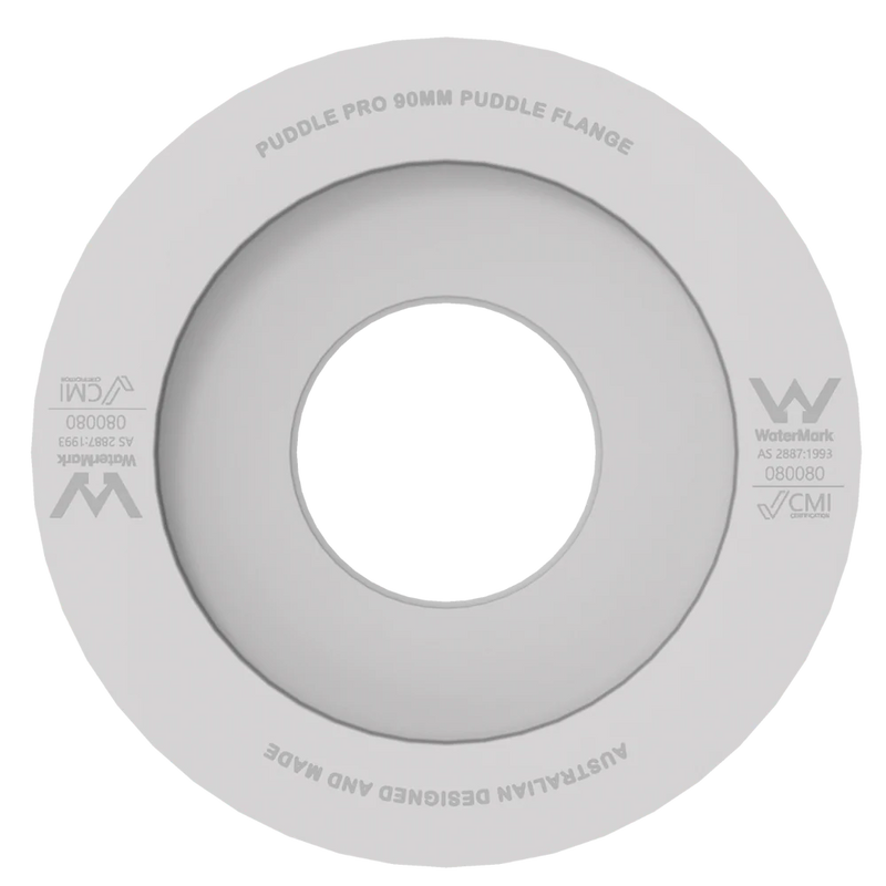 Puddle Pro 90mm ABS retrofit puddle flange - top view