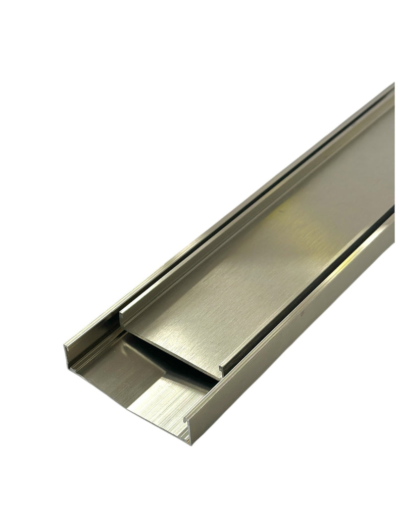 RenoX tile-insert V-drain in Brushed Nickel finish
