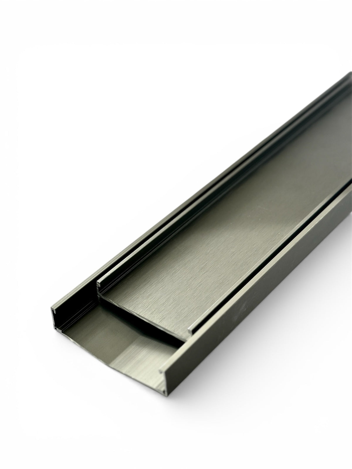 RenoX tile-insert V-drain in Gun-Metal finish
