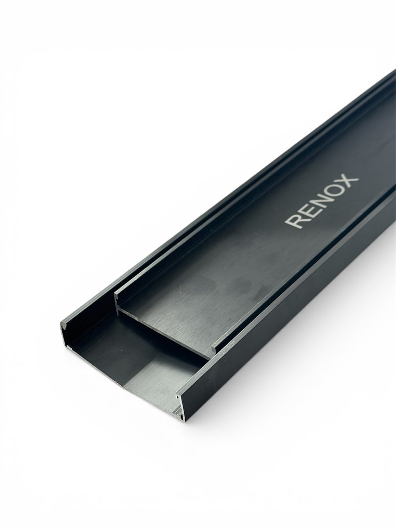 RenoX tile-insert V-drain in Matt Black finish
