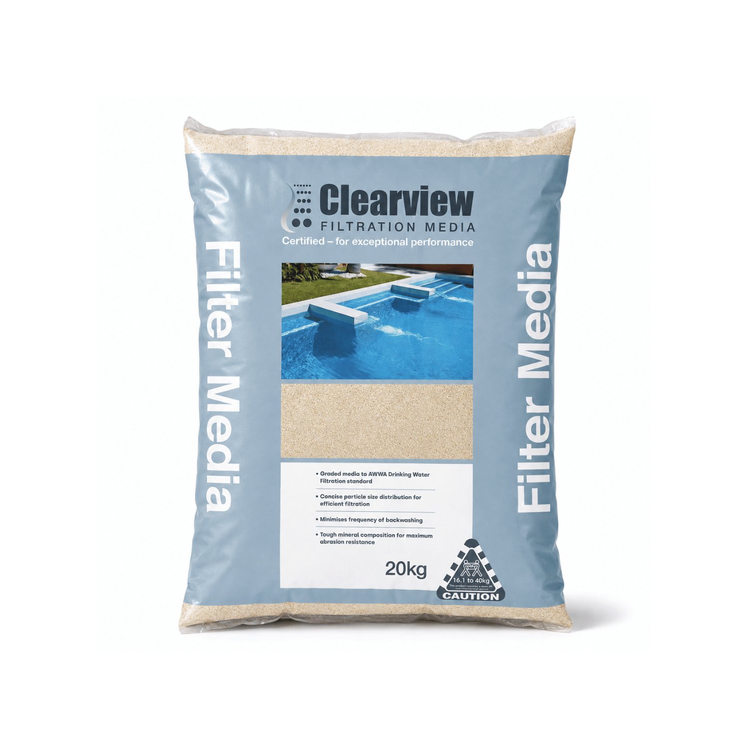 River Sands Clearview 7C kiln-dried silica filter sand 20kg bag